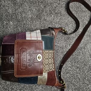 Coach Patchwork Leather Crossbody Bag in Brown, Burgundy, Teal and Cream